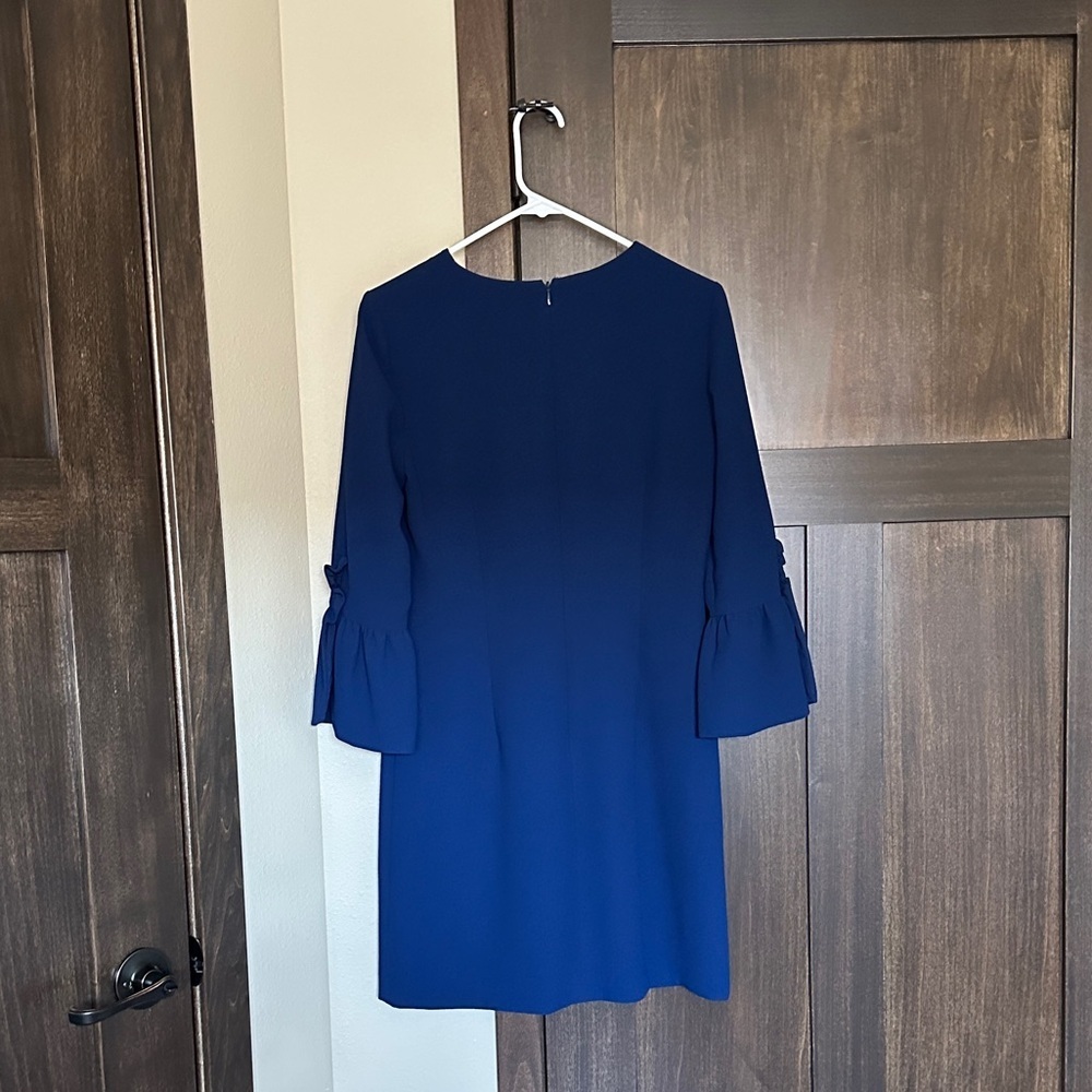 Club Monaco Women's 3/4 Ruffle Sleeve Blouson Dress Royal Blue Size 4 - Picture 3 of 11